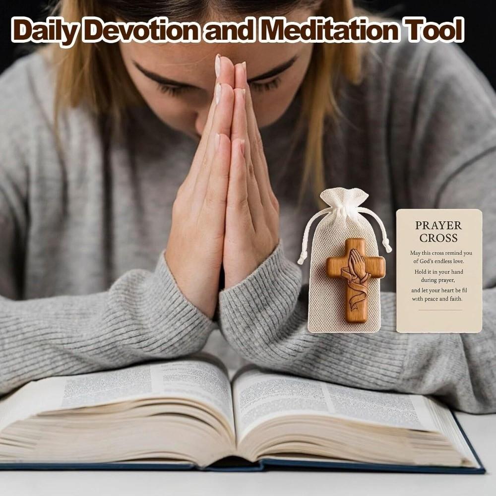 Blessing Mini Wooden Cross with Card Crosses Figurine Cross Ornament  Daily Prayer