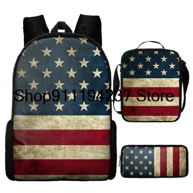 3D Amerikanische Flagge Camouflage Kinderrucksack für Jungen Mädchen Camo USA Flagge Patriotische Grundschulrucksäcke Geldbörse Schultasche