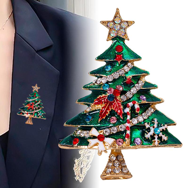 Party Office Brooch Pin Christmas Tree Brooches for Women Men Enamel Gifts on Tree Plants Christmas Gifts Jewelry Accessories