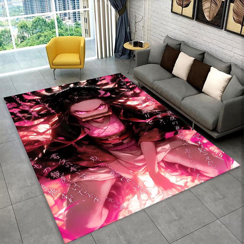 Cartoon Demon Slayer Anime Kamado Nezuko Tanjirou Carpet Rug for Playroom Bedroom Living Room Sofa Home,kid Non-slip Floor Mat