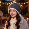 Soft Polyester Warm Knit Cap Hat Retro Winter Slouchy Hat Women Jacquard Star Rolled Autumn