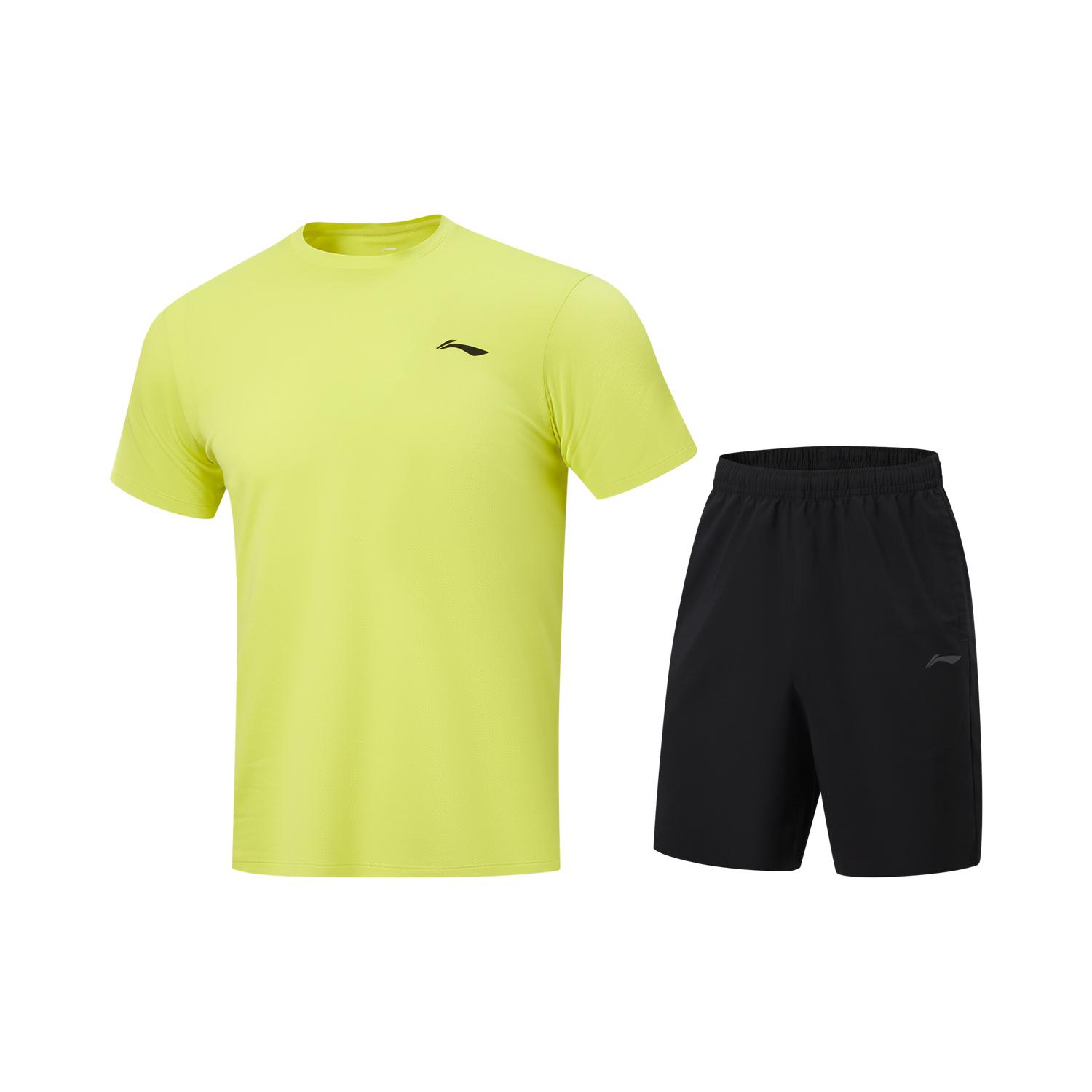Li-Ning Fitness Series Round Neck Logo Stitching Set Men sets AWBW087-5 S