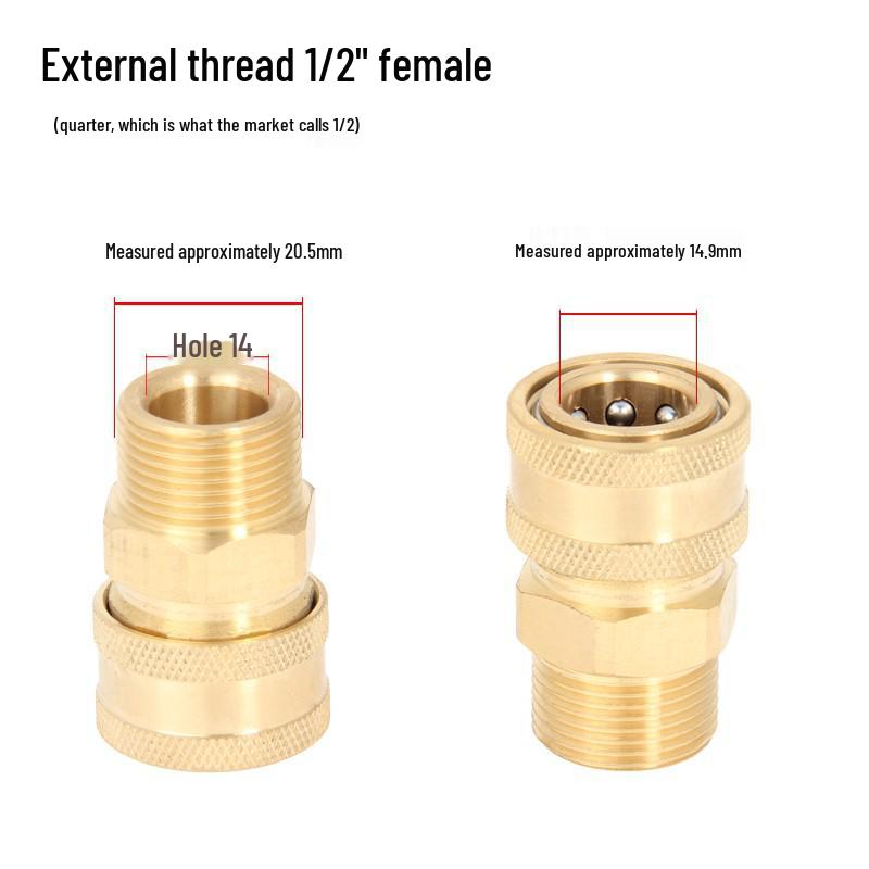 High-Pressure Water Gun Quick Connector for Car Washer, Pipe Cleaning Machine, Copper Accessories
