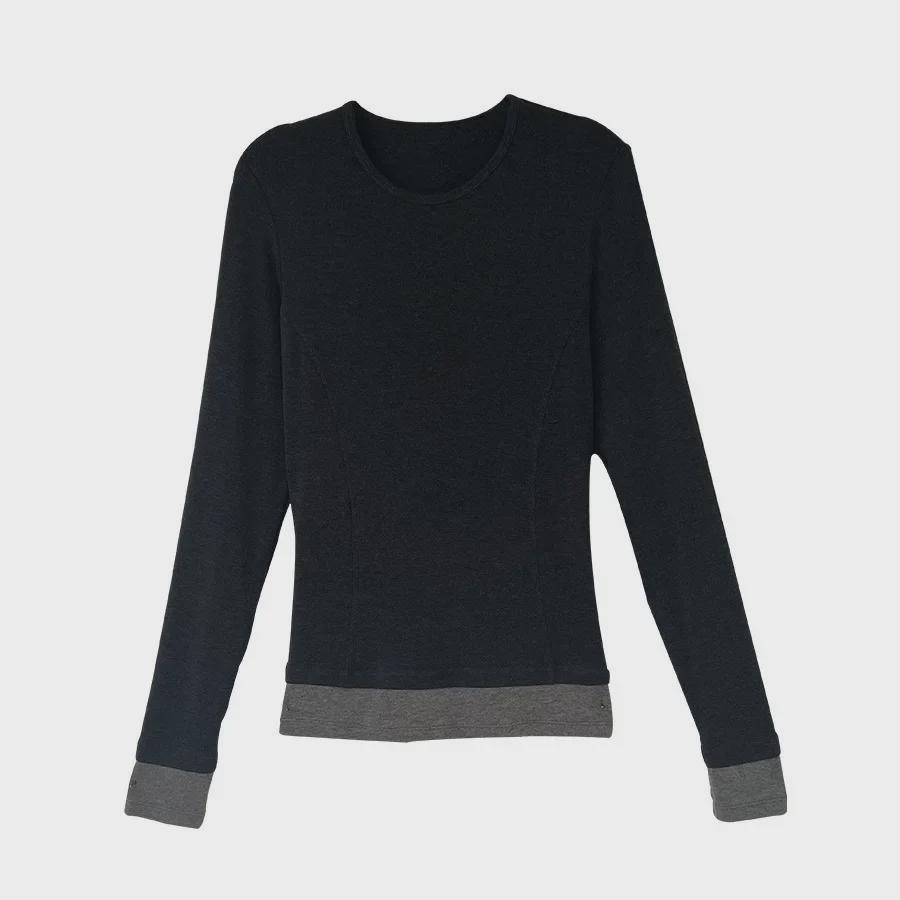 Nan Tao Women's Fake Two-Piece Slim Fit Long-Sleeve Top - Spring 2025 Korean Style Round Neck Shirt