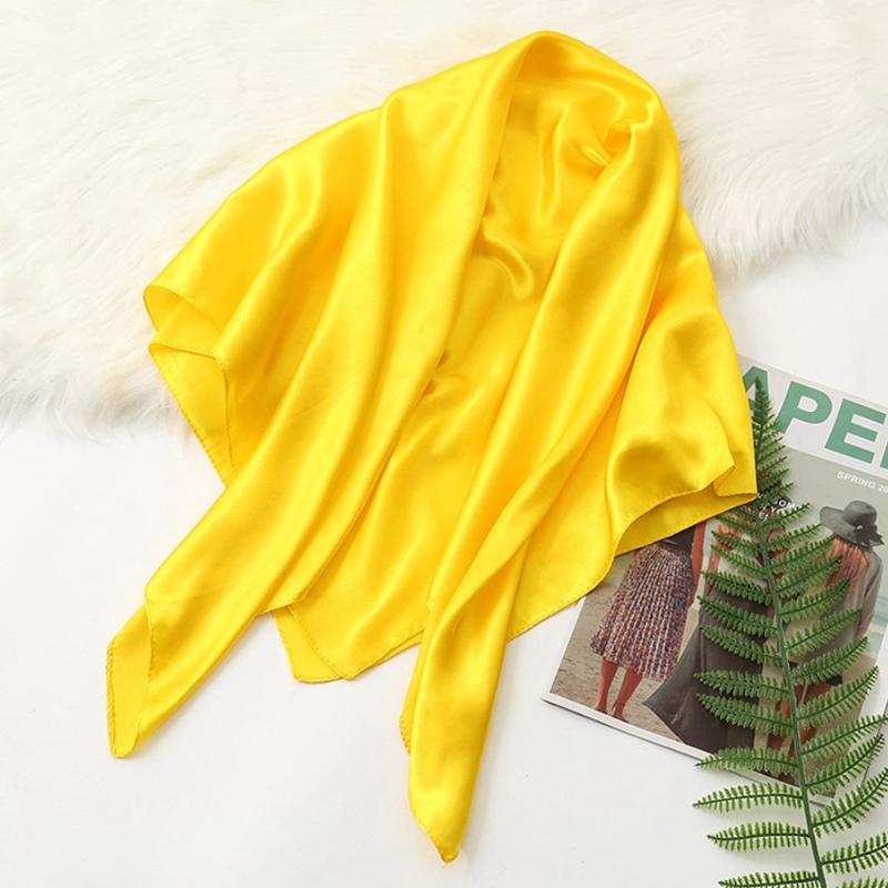 90*90cm Big Size Headwraps Solid Colors Neckerchief Hijab Women Satin Headband Hair Scarves Female Shawls Head Scarfs for Ladies