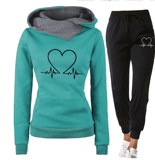 2025 Unisex Printed Sweatshirt & Hoodie Set for Autumn/Winter Casual Jogging