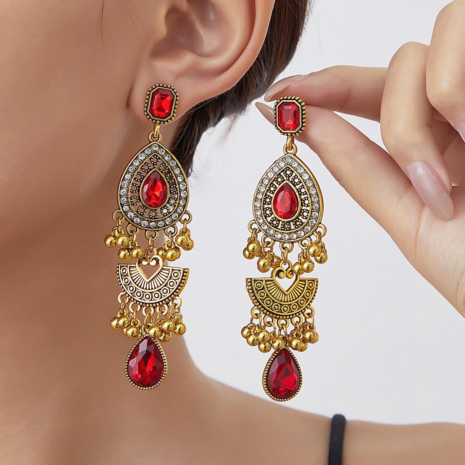 Bohemian Women s Long Cross Earrings - Exotic Ethnic Court Style Drop