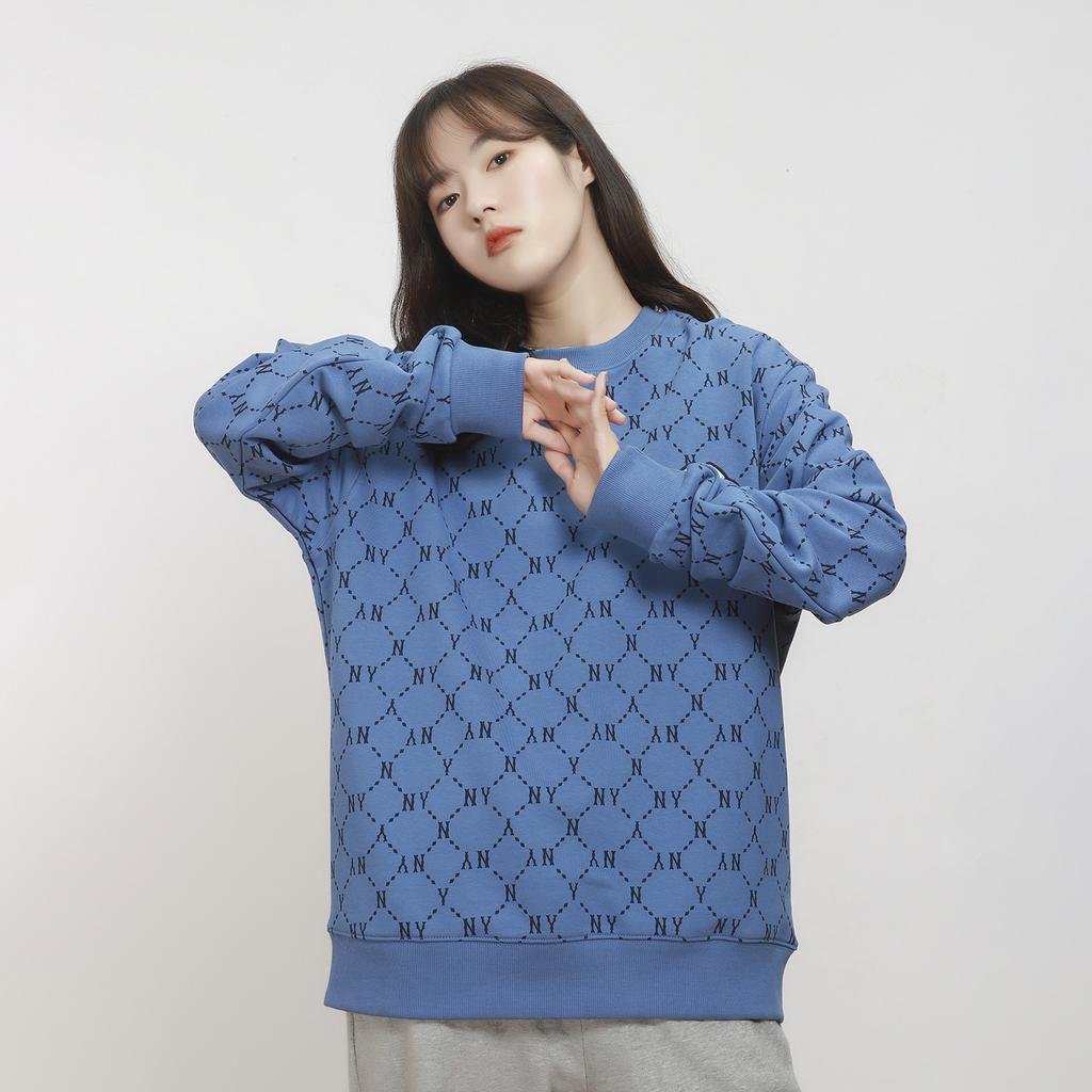 New MLB Old Flower Sweatshirts Unisex Blue 3AMTM0314-50BLD