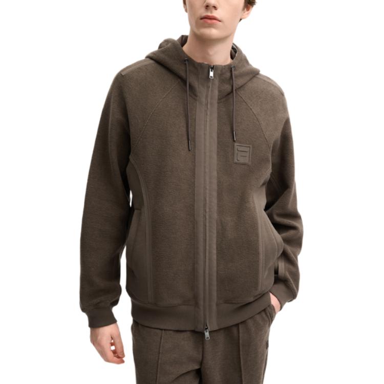 Fila Milano Series Hooded Fashion Loose Versatile Jacket Men Jackets Brown F11M515501F-BN