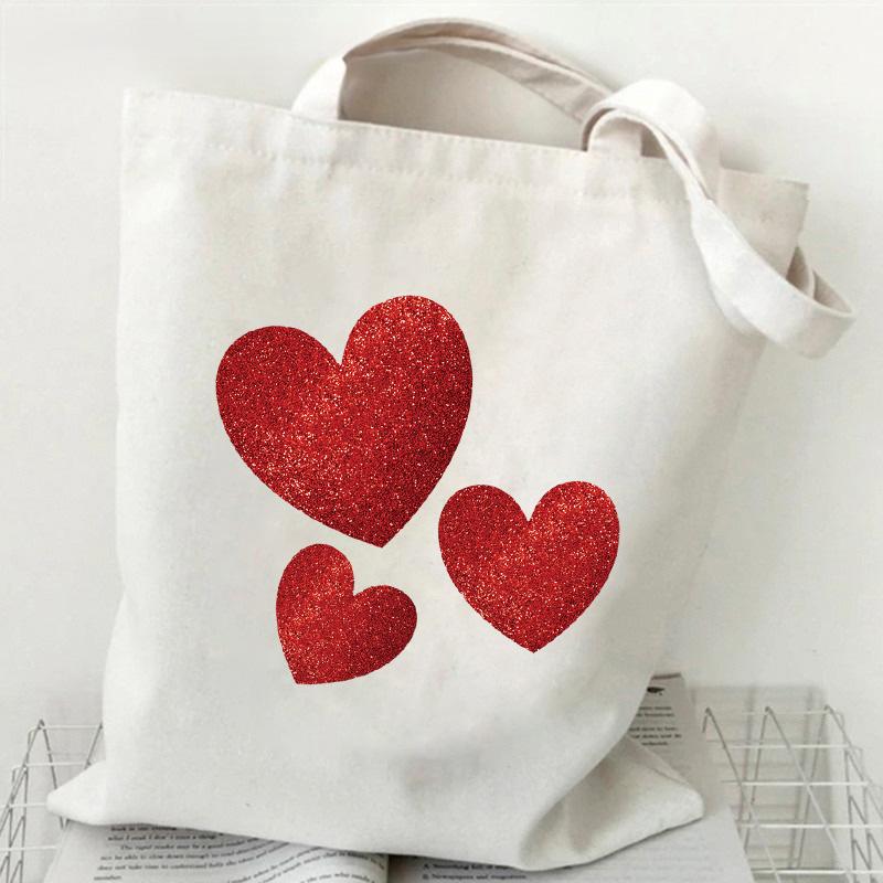 Customizable Canvas Bags spots Love Women Shopper Shoulder Bag Large Handbag Canvas Tote Bags Casual Lady reusable Shopping Bags
