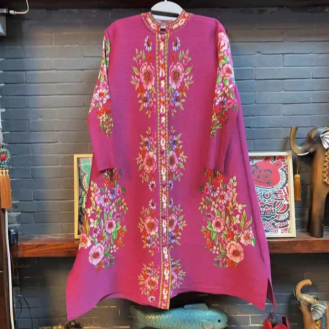 

Новая одежда, плиссированное платье с ретро-принтом, весенняя высококачественная свободная юбка в западном стиле. XXXL красный