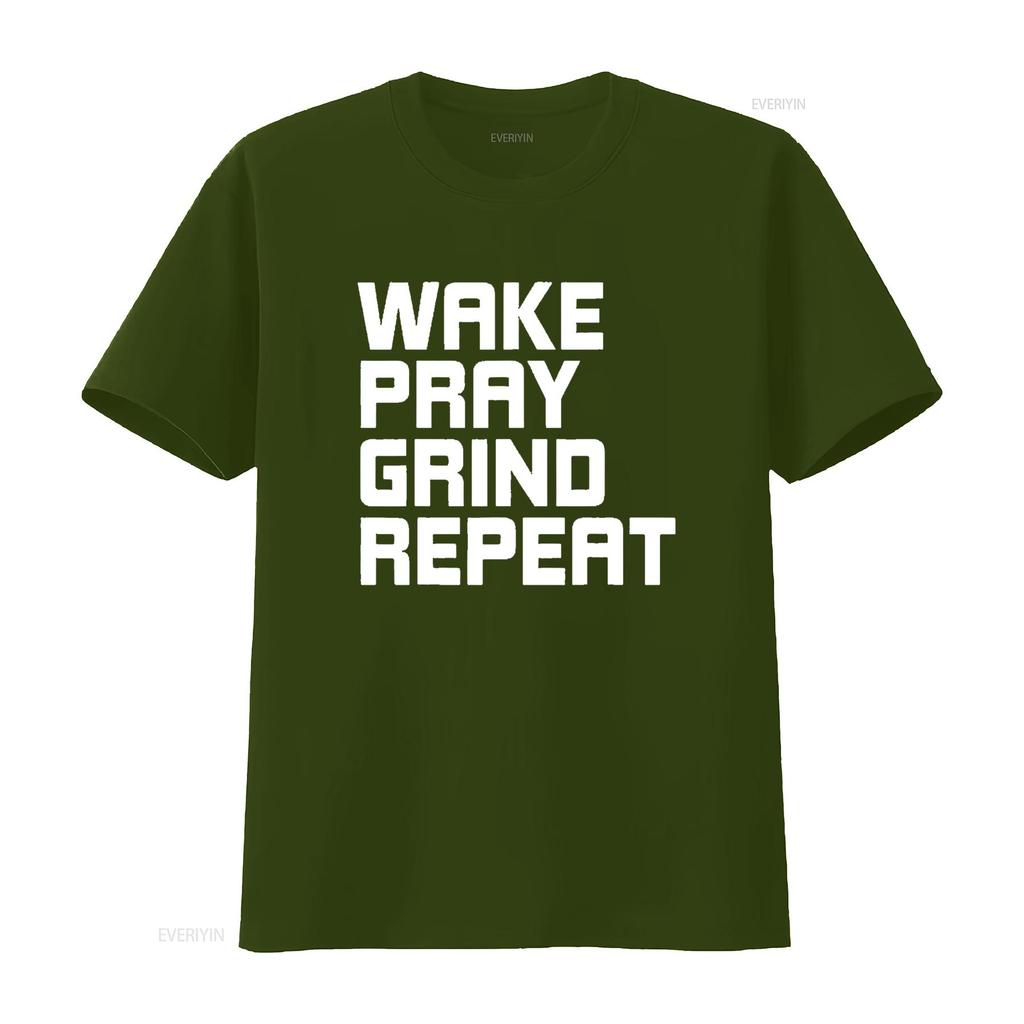 Wake Pray Grind Repeat Work Hard Make Money Womens T Shirt Black XL vintage Washed Versatile Casual graphic Stylish Slightly