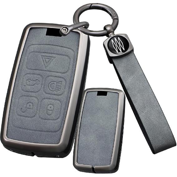 

ontto Smart Remote Key Fob Holder Fit for Discovery 5 Range Rover Sport Vogue Evoque 2018-up Metal Frame Car Key Housing Leather Key Case Fit for A-keychain