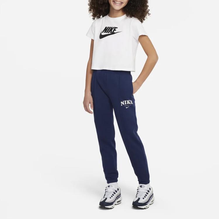 Nike Knitted Sports Pants For Kids With Solid Color Letter Logo Print Kids bottoms Blue FD0886-410