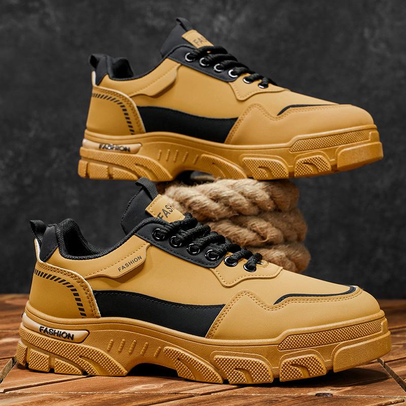 Mens Walking Shoes All Season Casual Comfort Wear-resistant Thick Soled High Top Outdoor Fashion Teenagers Work Boots