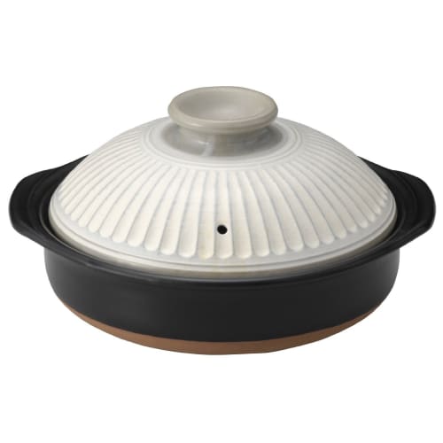 Ginpo Toki Earthenware Pot, Chrysanthemum Design, Kohiki, Size 8, Serves 2-3, Approx. 1900ml, Can Be Used Over an Open Flame, Banko Ware, Made In Japa