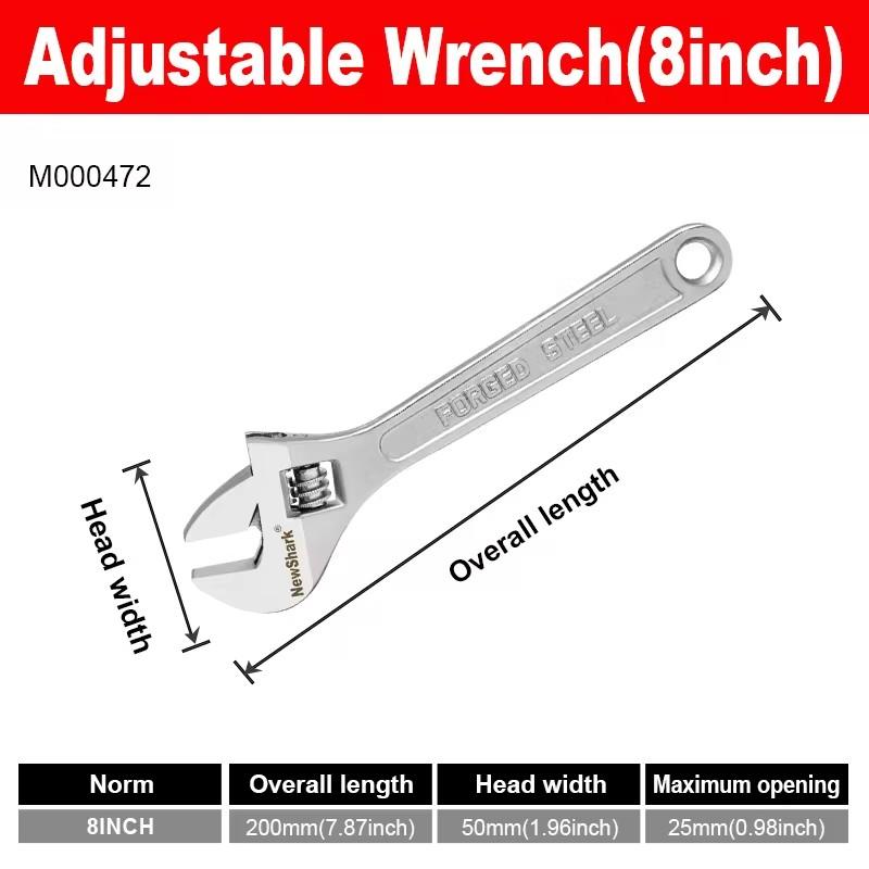 Adjustable Wrench Large Openin Long Handle Universal Spanner Clamp Wrench CR-V Steel Mechanical Workshop Hand Repair Tools