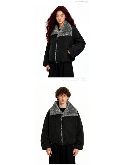 OREETA Faux Lambswool Unisex Jacket - Double-Sided, Warm Cotton Coat for Autumn/Winter with Large Lapel