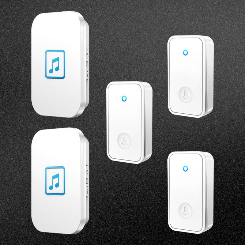 Wireless Battery-Free Doorbell with Long-Range, Waterproof, Self-Powered for Elderly белый