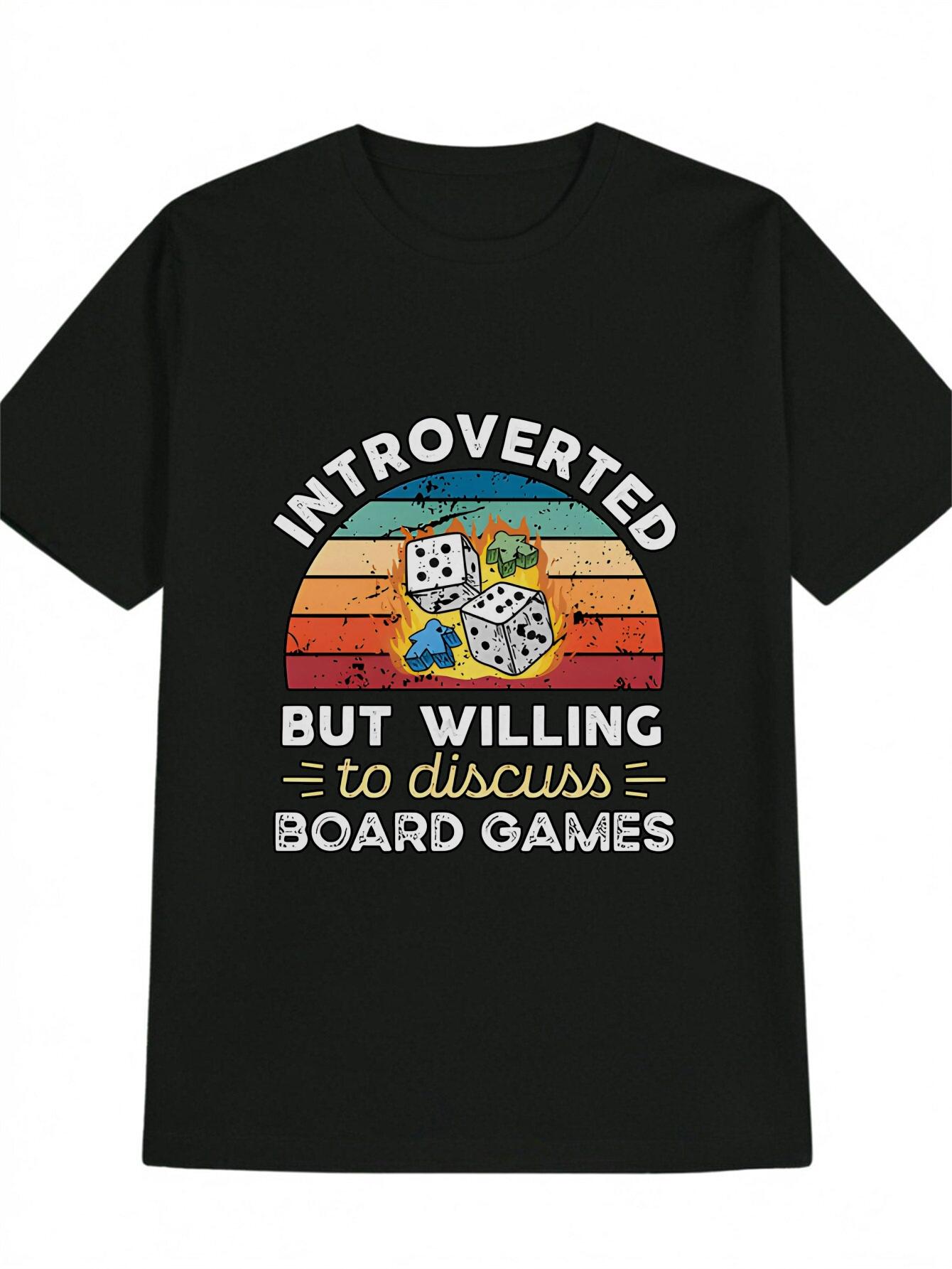 

Casual Graphic T-shirt - Introverted But Willing to Discuss Board Games Print S