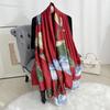 New new silk satin long thin scarf female fashionable temperament plant flower printed shawl travel with scarf