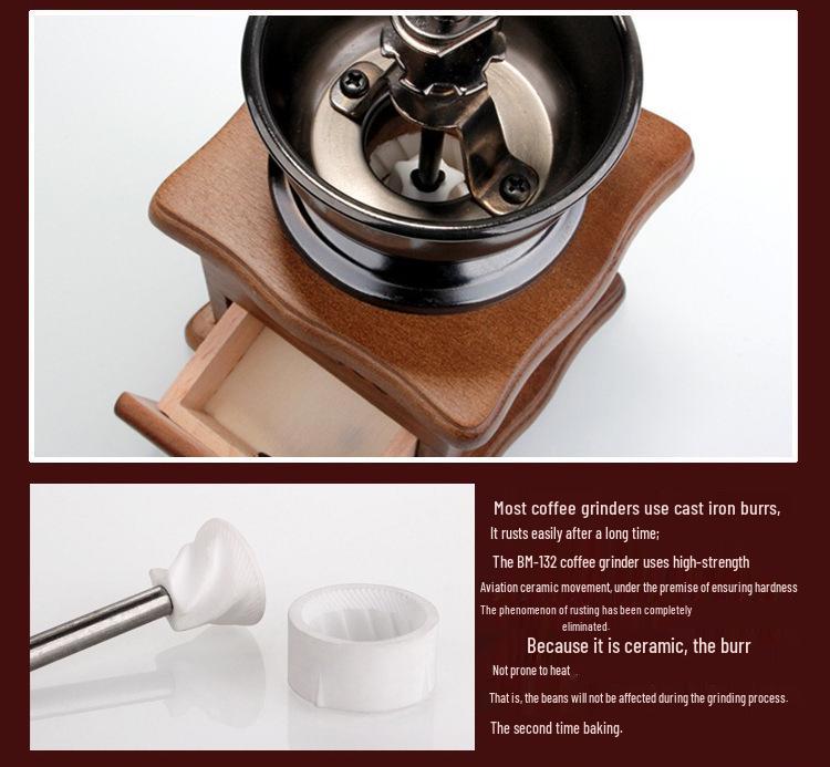 Retro Solid Wood Manual Coffee Bean Grinder