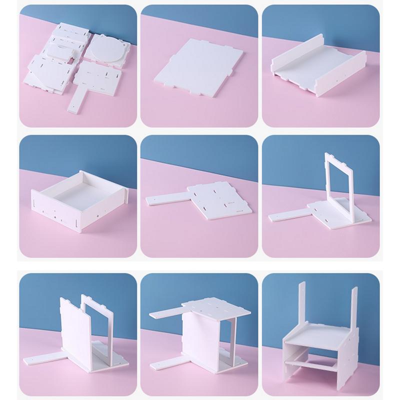 Assembly Makeup Mini Table Multifunctional Cosmetics Storage Rack With Rotating Mirror Skin Care Products Organizer Drawer Shelf