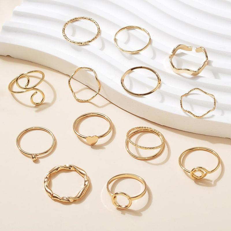 Trendy Cross-border Geometric Metal Stackable Rings