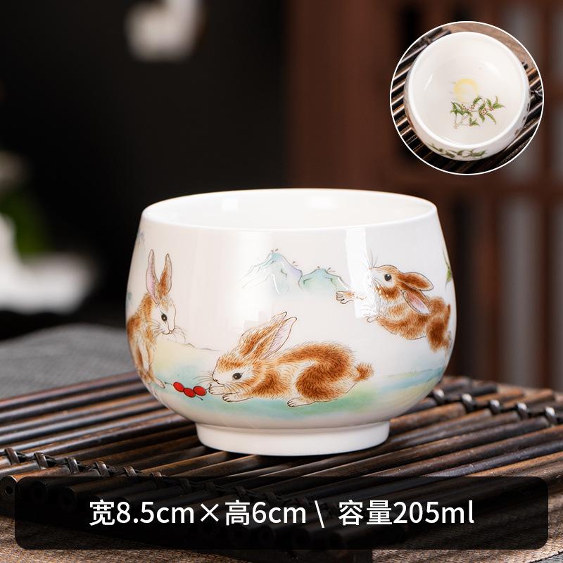 Suet jade porcelain master cup single cup like a duck to water Chinese ceramic tea personal tea cup business gifts