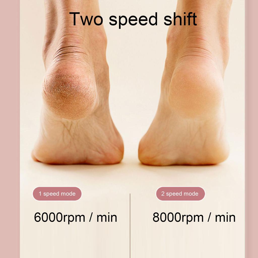 Electric Foot Callus Remover with 2 Grinding Heads 2 Speed Rechargeable Water Proof Electric Foot File for Dead Hard Cracked Dry Skin Pearl White