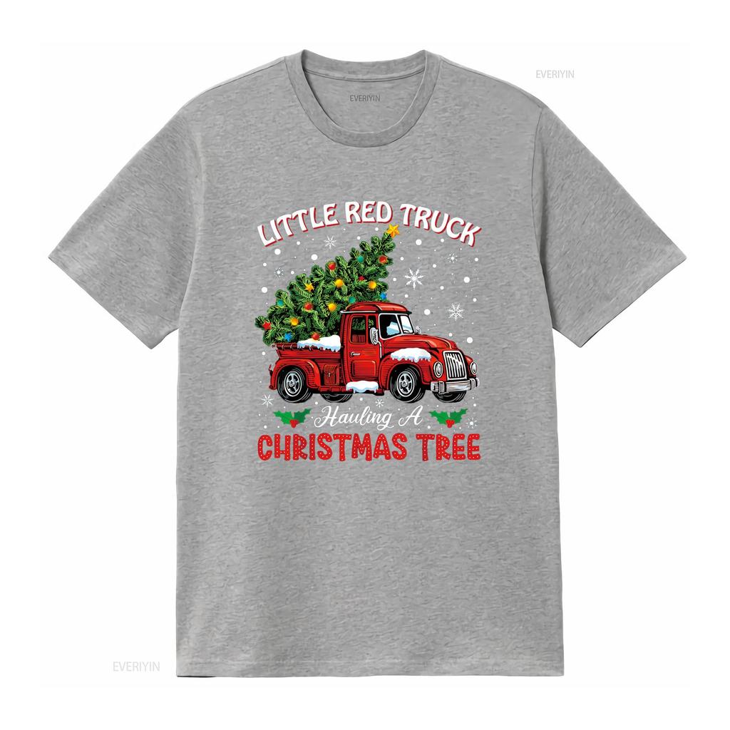 Little Red Truck Hauling A Christmas Tree T Shirt vintage Washed Comfortable Versatile Stretched homme Breathable Soft fashion