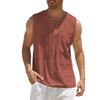 Canottiere da uomo Cotone Lino Traspirante Leggero Colore Unito Design con Coulisse Scollo a V Sensazione Fresca Stile Vacanza Top Maschili