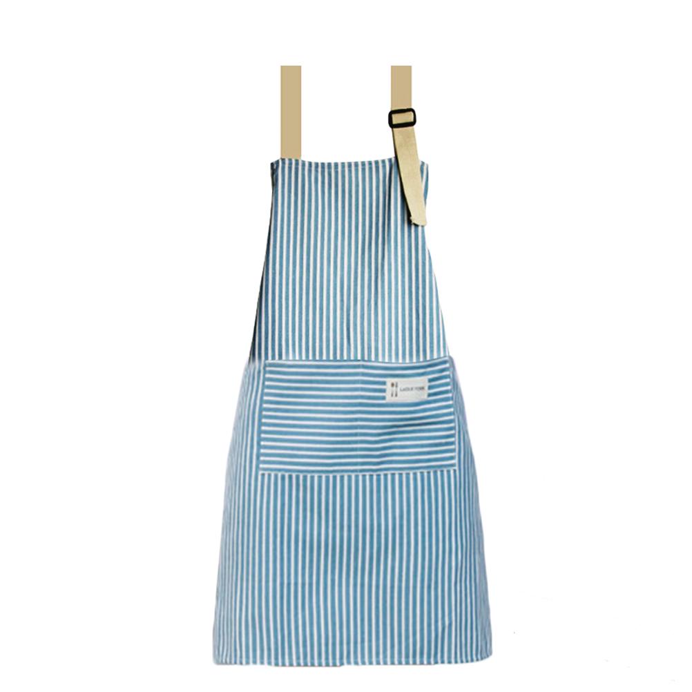 Striped Oilproof Sleeveless Hanging Neck Apron Green Cooking Baking Kitchen Use Cotton Linen Waterproof Apron for Yard Work