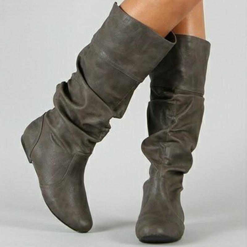 Fashion Trendy Long Women's Boots 2024 Spring and Autumn Western Cowboy Boots Versatile Slope Heel Solid Color Simple Women's Boots