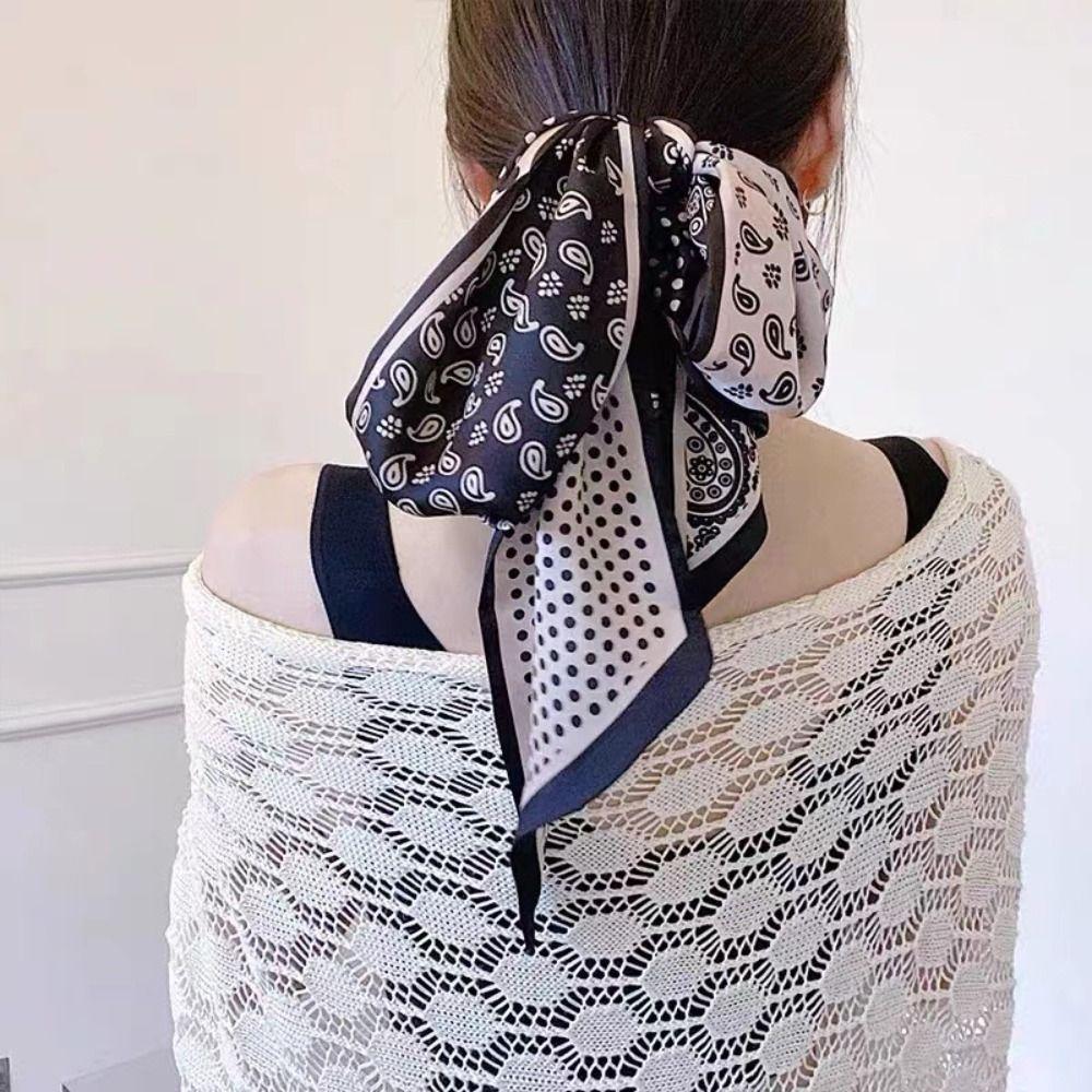 

Cashew Nut Print Scarf Headband Ribbon Long Scarves Retro Polka Dot Scarf Party чорний