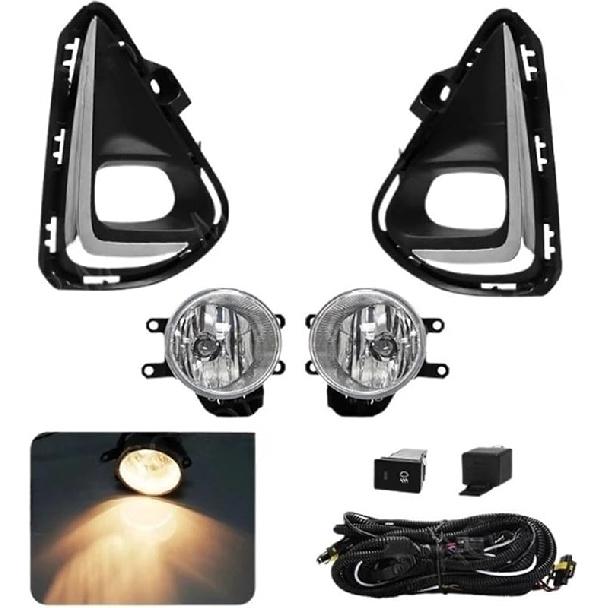 Led Fog Lights Compatible For Toyota Corolla Axio 2018 2019 2020 2021 Fog Lamp Assembly Grill Headlight Wires Button Frame Chrome Covers(Led Fog
