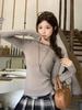 Korean Oat Crew Neck Autumn New Long-sleeved T-shirt with Bottoming Shirt Slim-fitting Lazy Temperament Top Women