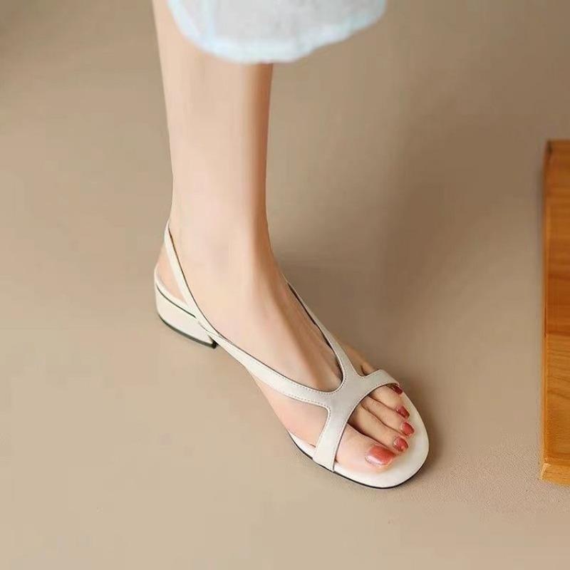 

Модные женские сандалии на низком каблуке, женская обувь 2025, новые дышащие, высокого качества, модные сандалии класса люкс с пряжкой 39