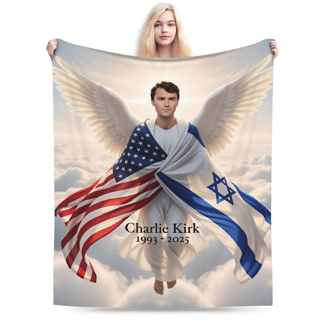 Charlie Kirk Angelic Advocate Blankets Soft Warm Plush Throw Blanket For Child Couch Chair Sofa Bed Flannel Bedspread Bed Cover