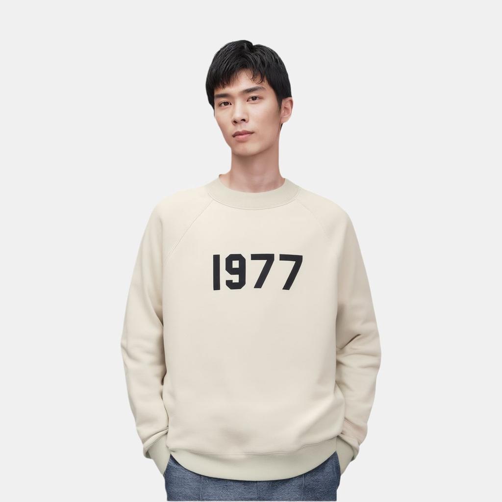 Fear of God Essentials Essentials 1977 Collection SS22 Crewneck Long Sleeve Fleece Sweatshirt Men Sweatshirt Wheat FOG-SS22-179