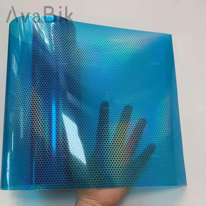 Blue Laser Honeycomb Car Headlight Tint Film Color Changing Vinyl Wrap Foil Taillight Sticker for Vehicle Styling Modification