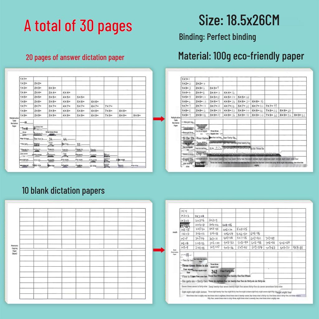 9x9 Multiplication & Division Dictation Paper for Primary School Math Practice