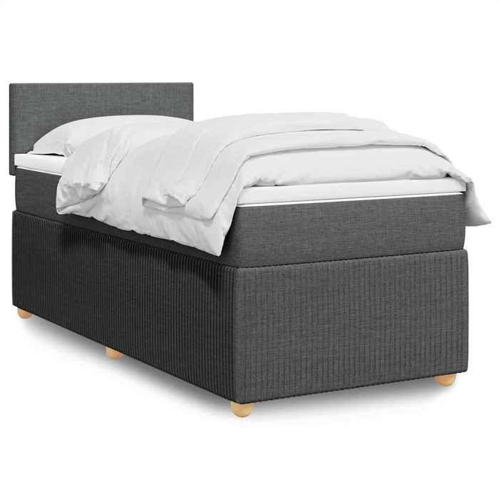 Maison Exclusive - Sommier à lattes de lit avec matelas Gris foncé 80x200 cm Tissu