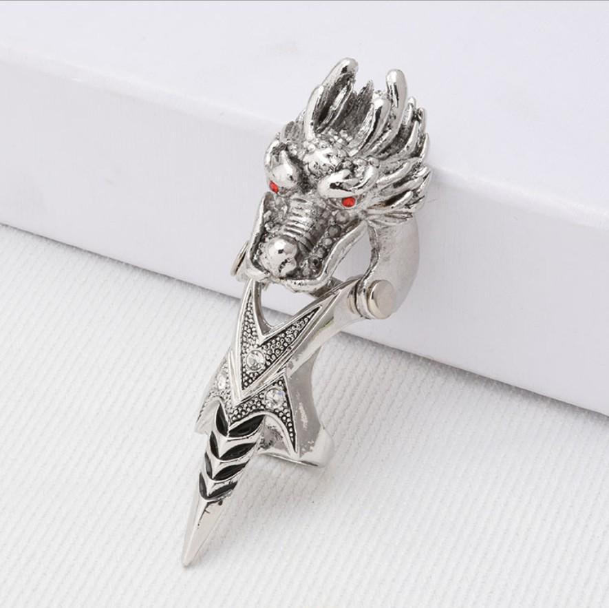 Men's Fashion Bendable Dragon Skull Ring with 8 Joint Rings