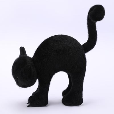 20Cm Cute Simulation Black Cat Scared Cat Stuffed Plush Black Cat Soft Cute Pink Nose Holiday Birthday Xmas Gifts Home Decor