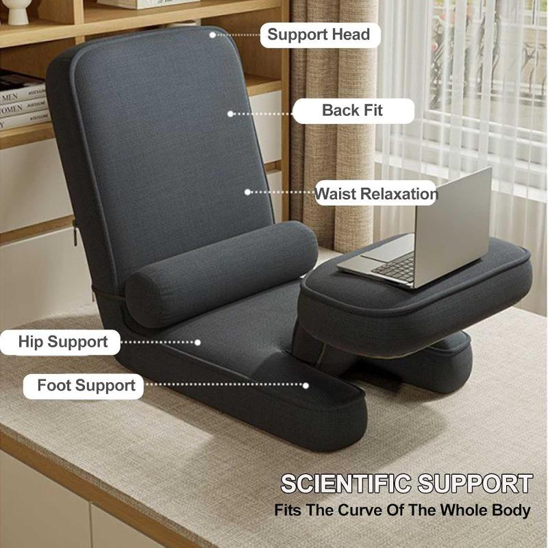 Folding Floor Chair with Headrest Back 15 Gear Adjustment Floor Sofa Lounger Sofa for Living Room Bedroom University Student
