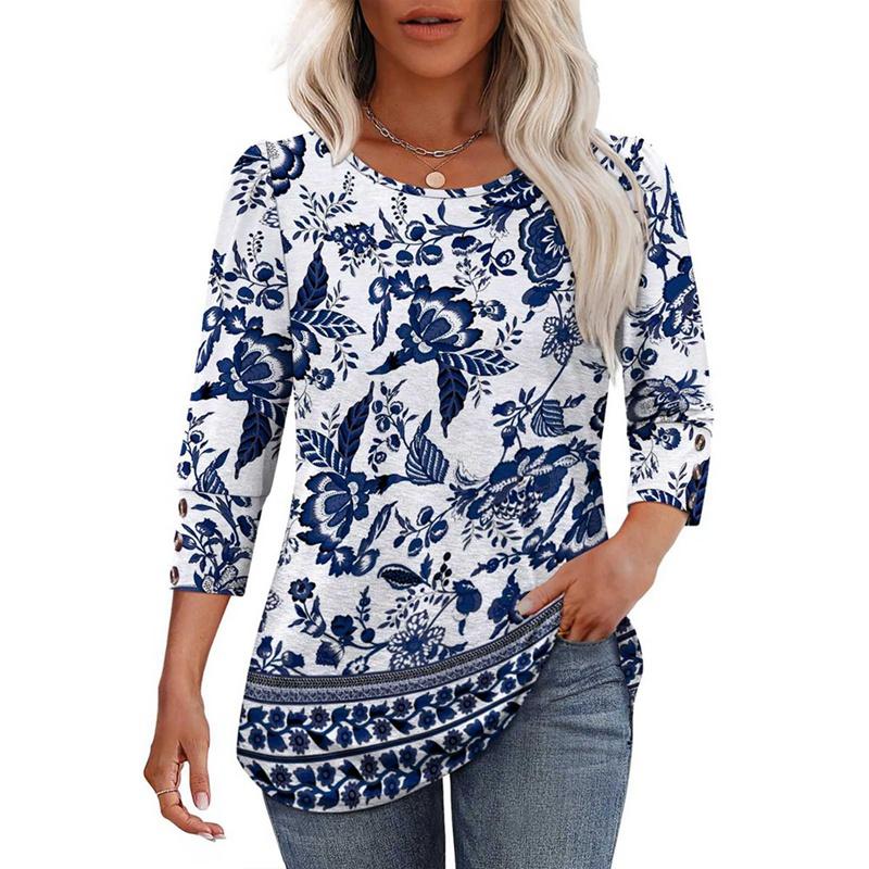 

Женский топ с рукавом 3/4 и круглым вырезом XXL