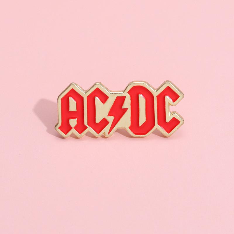 Fashionable Rock Acdc Band Pin Chic Geometric Letter Design Ideal Gift All For