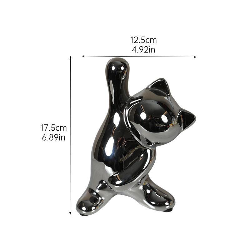 Milky Yellow Yoga Cat Candle Holder Ceramic Candlestick Desk Decoration Wax Melt Burner Aroma Diffuser Home Aroma Container