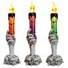 Vintage Style Halloween Ornaments LED Ghost Candle Light, Spooky Hand Lamp Flameless Flickering Lamps Tabletop Decor, Horror Light for Party